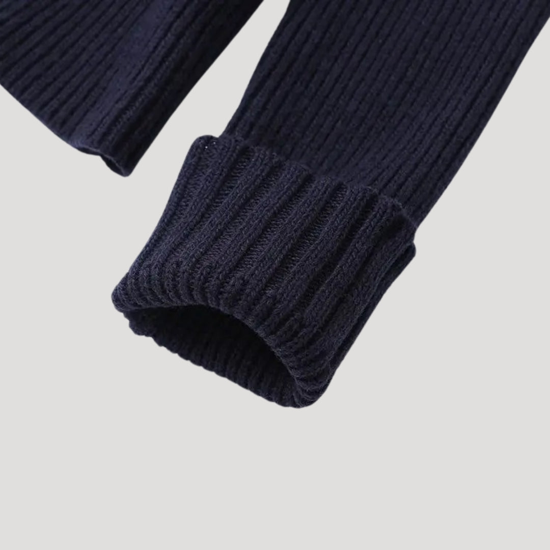 Dames Gebreide Cardigan met Denim Accenten | Elegante Contrast en Moderne Stijl