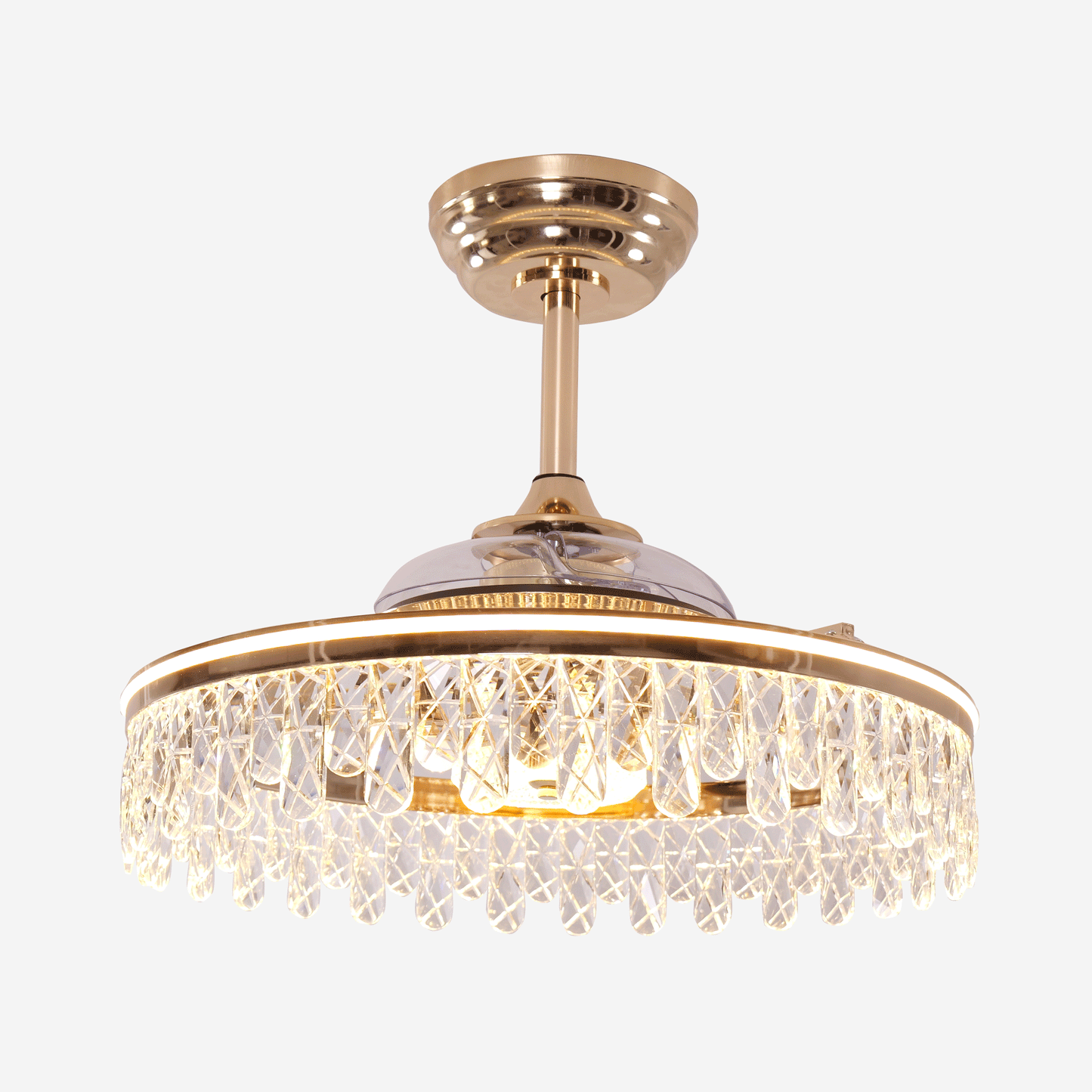 60cm Moderne Gouden Crystal Plafondventilator met Licht - Stijlvolle Plafondlamp