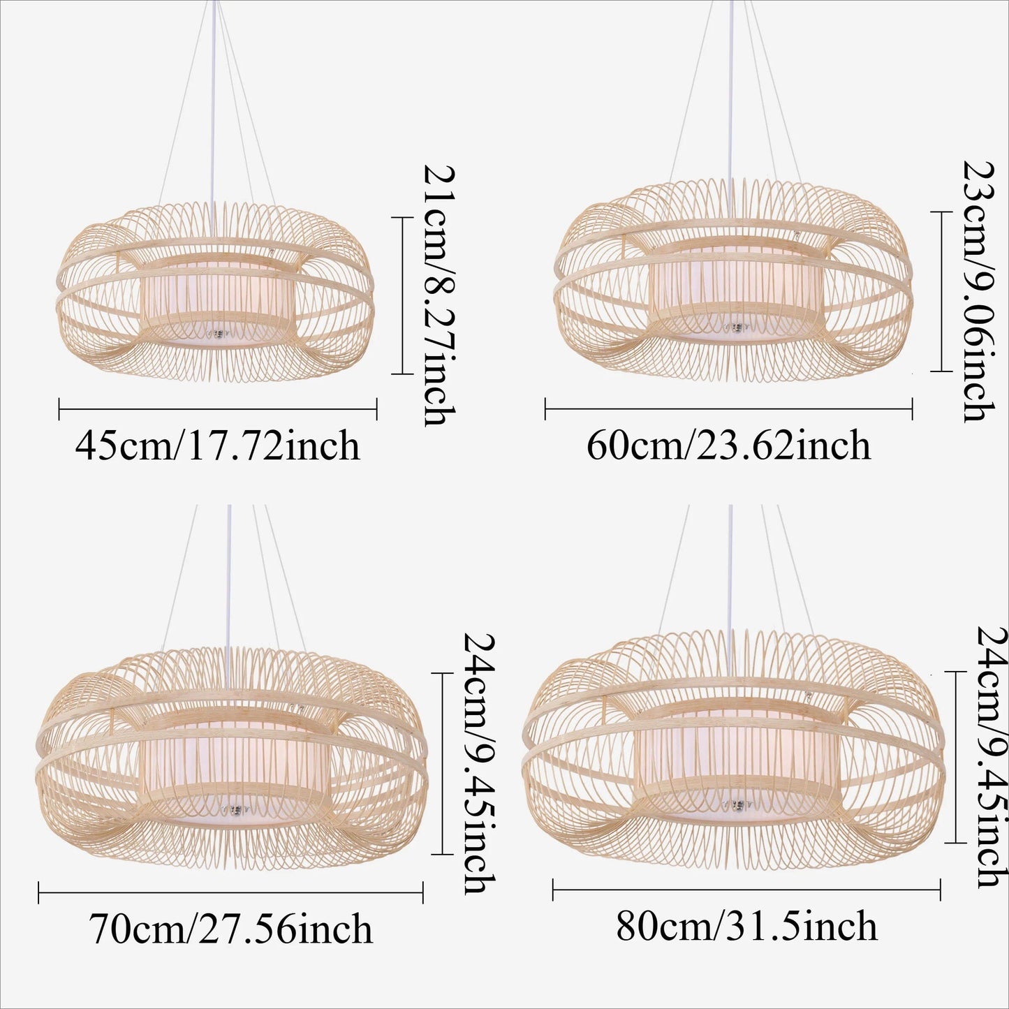 Drumvormige LED Bamboe Plafondlamp - Moderne Hanglamp