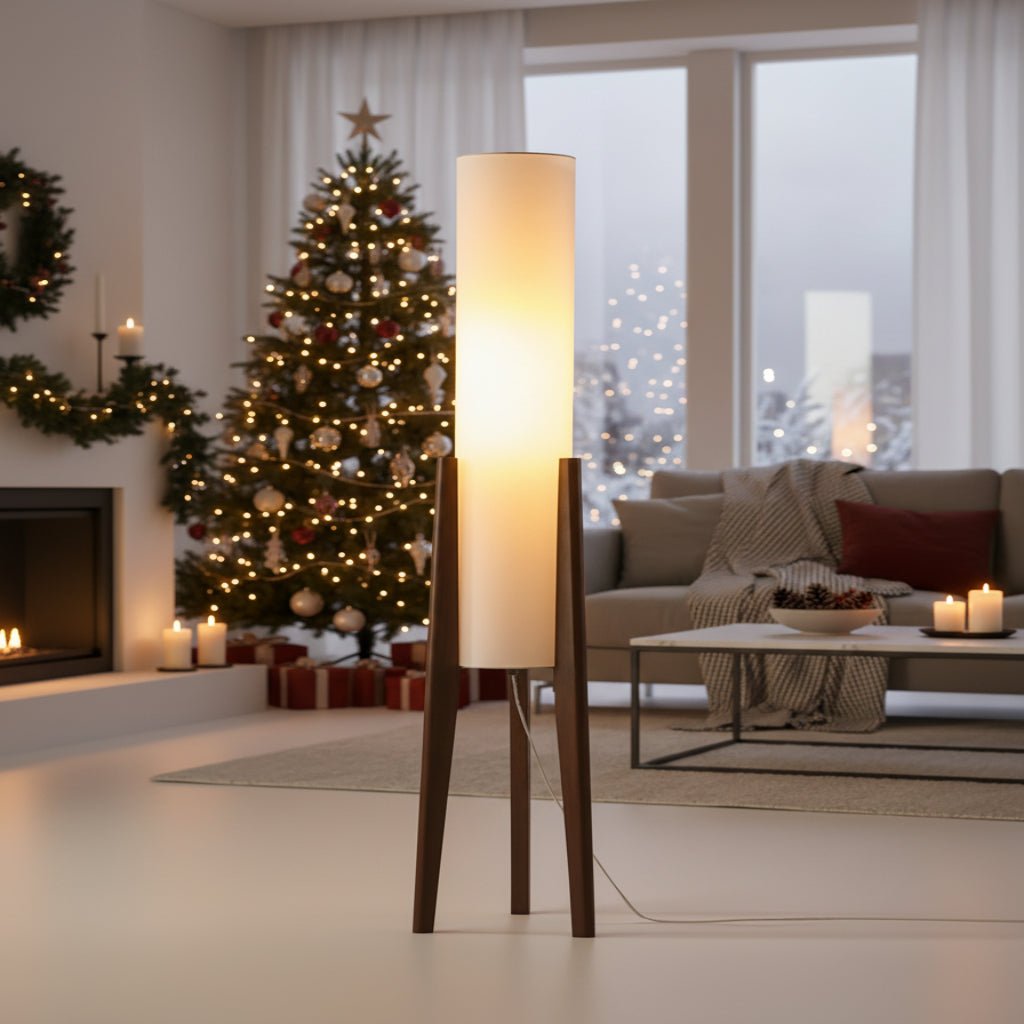 LIGNELUX – Scandinavische vloerlamp van notenhout met dimbare LED-verlichting