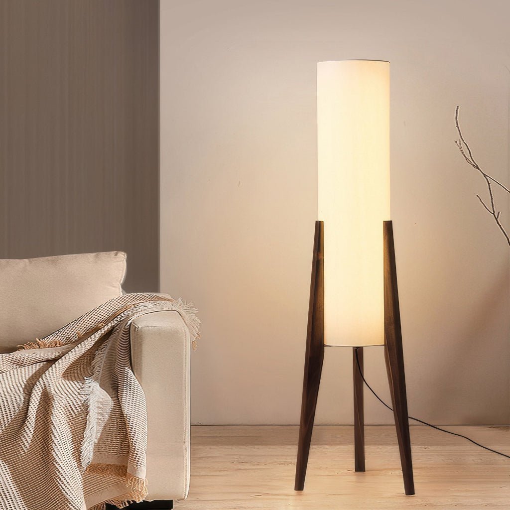 LIGNELUX – Scandinavische vloerlamp van notenhout met dimbare LED-verlichting