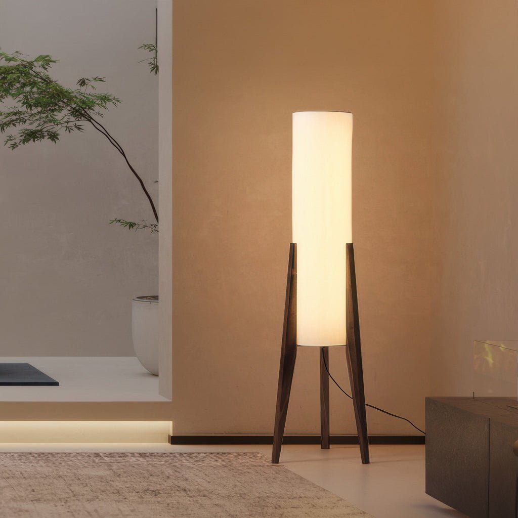 LIGNELUX – Scandinavische vloerlamp van notenhout met dimbare LED-verlichting