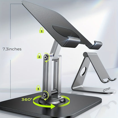 Heavy-Duty Tabletstandaard – Verstelbaar & 360° Roterend voor iPad, Laptop & Telefoon