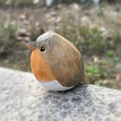 WoodRobin Sculptuur – Handgemaakte Houten Roodborst voor Plankdecoratie & Cadeau