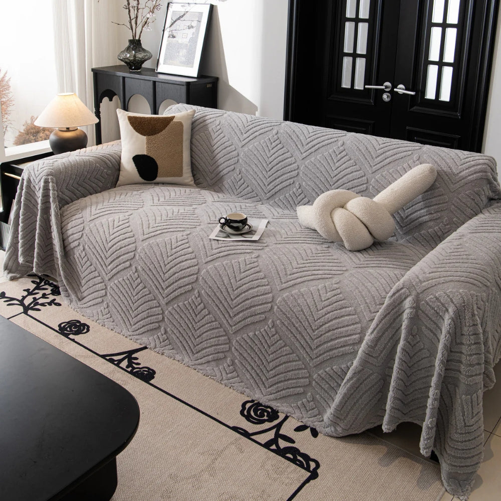 Haringbone Blad Ontwerp Fleece Bankhoes