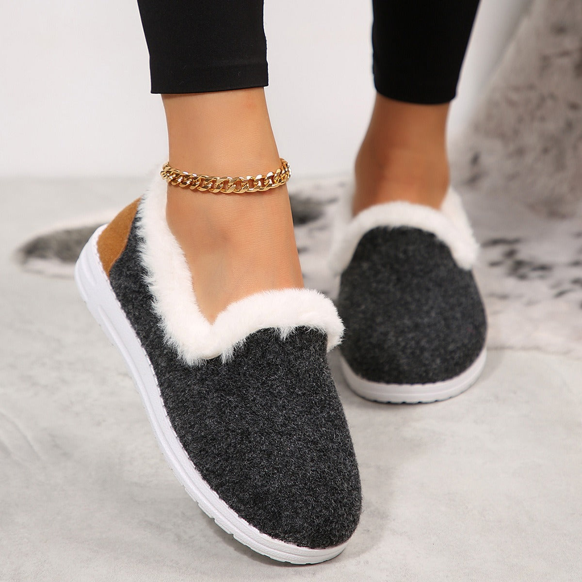 Dames Winter Loafers | Pluche Comfort Schoenen voor Koude Dagen
