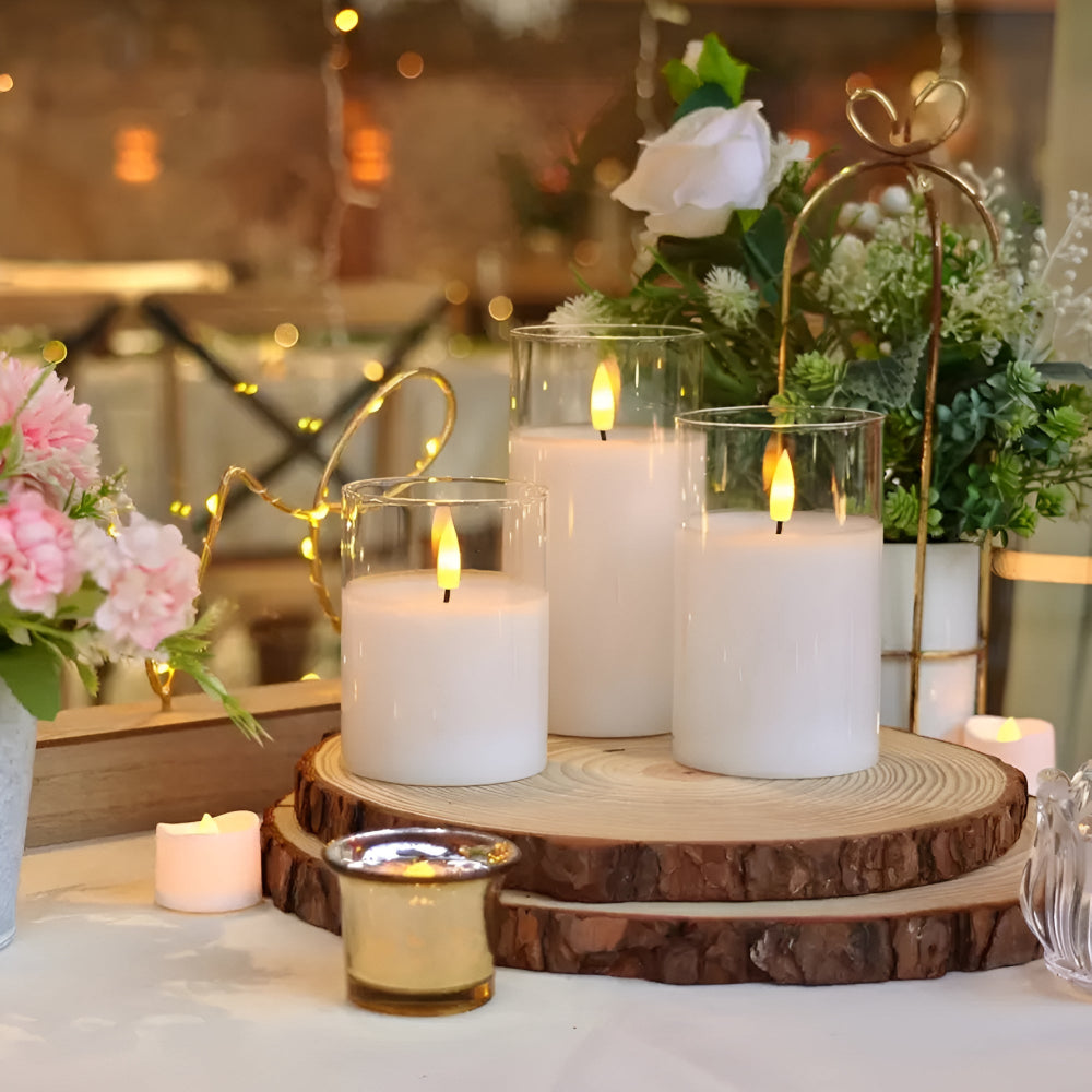 Ätherische 3D-Flammenlose Kerze | 3-teiliges Set