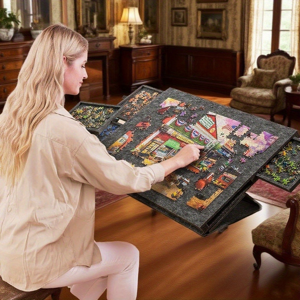 SpinPuzzle Roterende Puzzeltafel – Stevige Draagbare Speltafel met 6 Deksel & Laden voor 1000 Stukjes