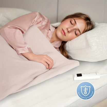 Elektrische Heizdecke fürs Bett, weiße Heizdecke, waschbar, 7 Heizstufen