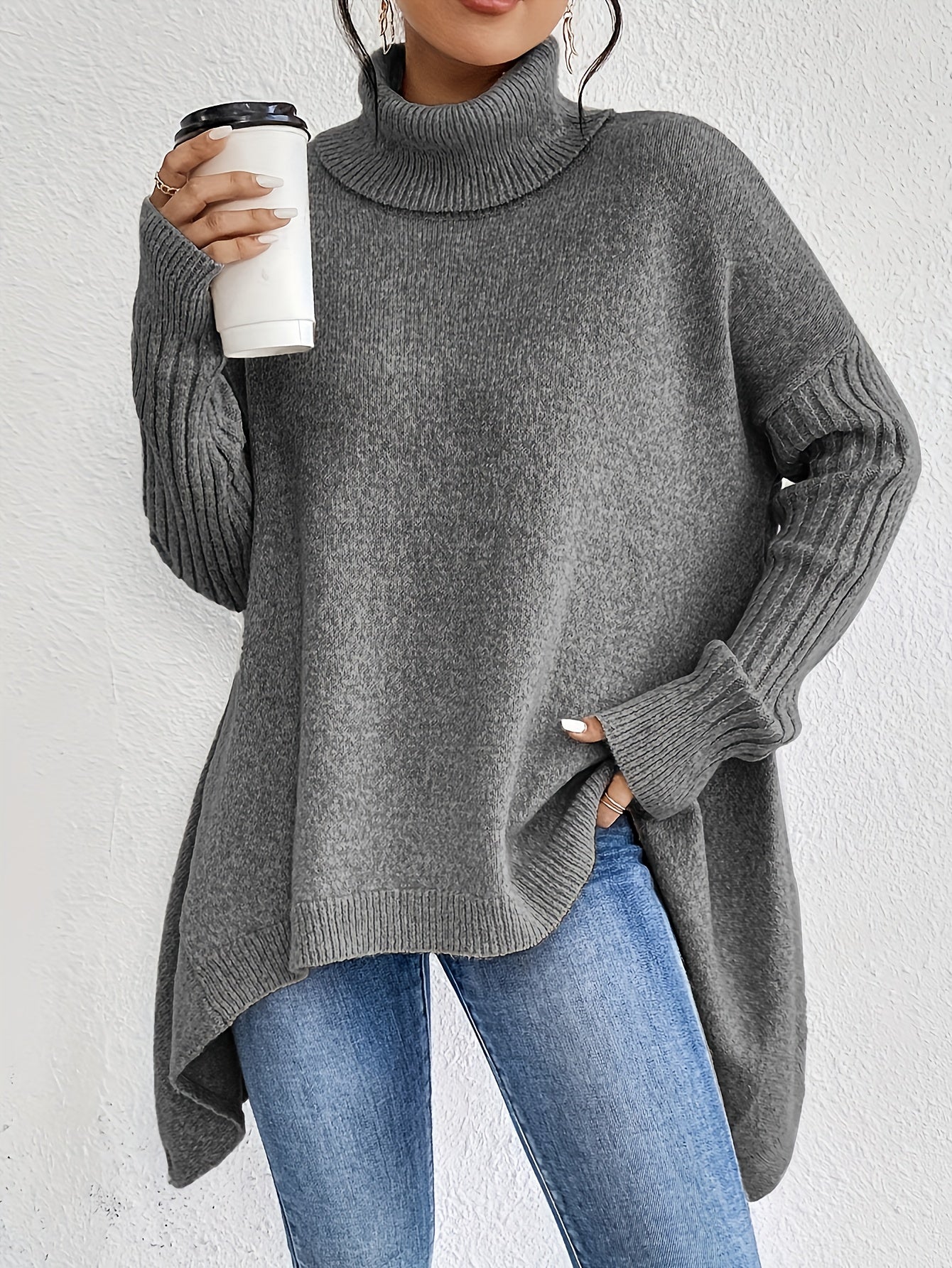 Dames Roll Neck Trui | Oversized Pasvorm met Moderne Hoge Kraag