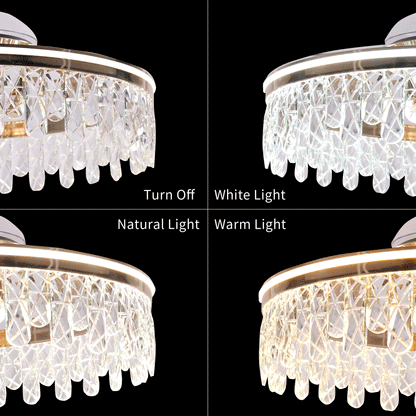 60cm Moderne Gouden Crystal Plafondventilator met Licht - Stijlvolle Plafondlamp