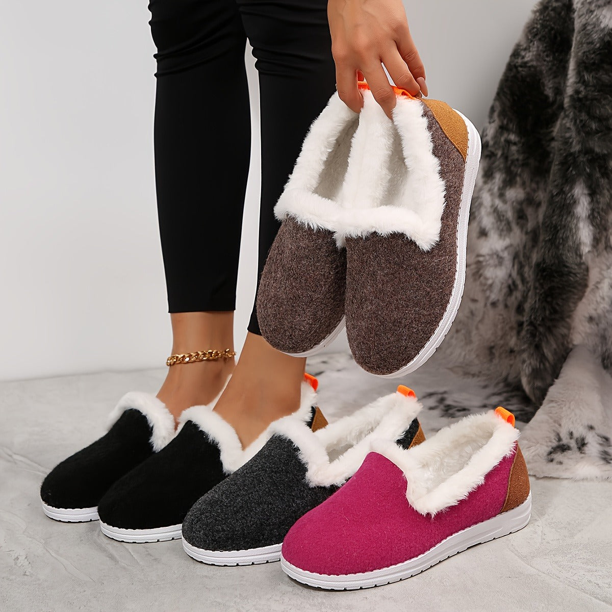 Dames Winter Loafers | Pluche Comfort Schoenen voor Koude Dagen