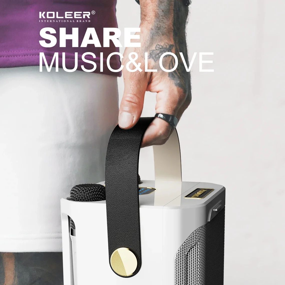 Krachtige Karaoke Bluetooth Luidspreker – Draagbare 360° Stereo Surround Draadloze Subwoofer incl. Dubbele Microfoon Boombox