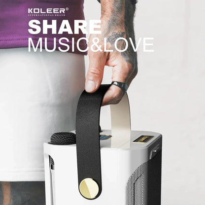 Krachtige Karaoke Bluetooth Luidspreker – Draagbare 360° Stereo Surround Draadloze Subwoofer incl. Dubbele Microfoon Boombox