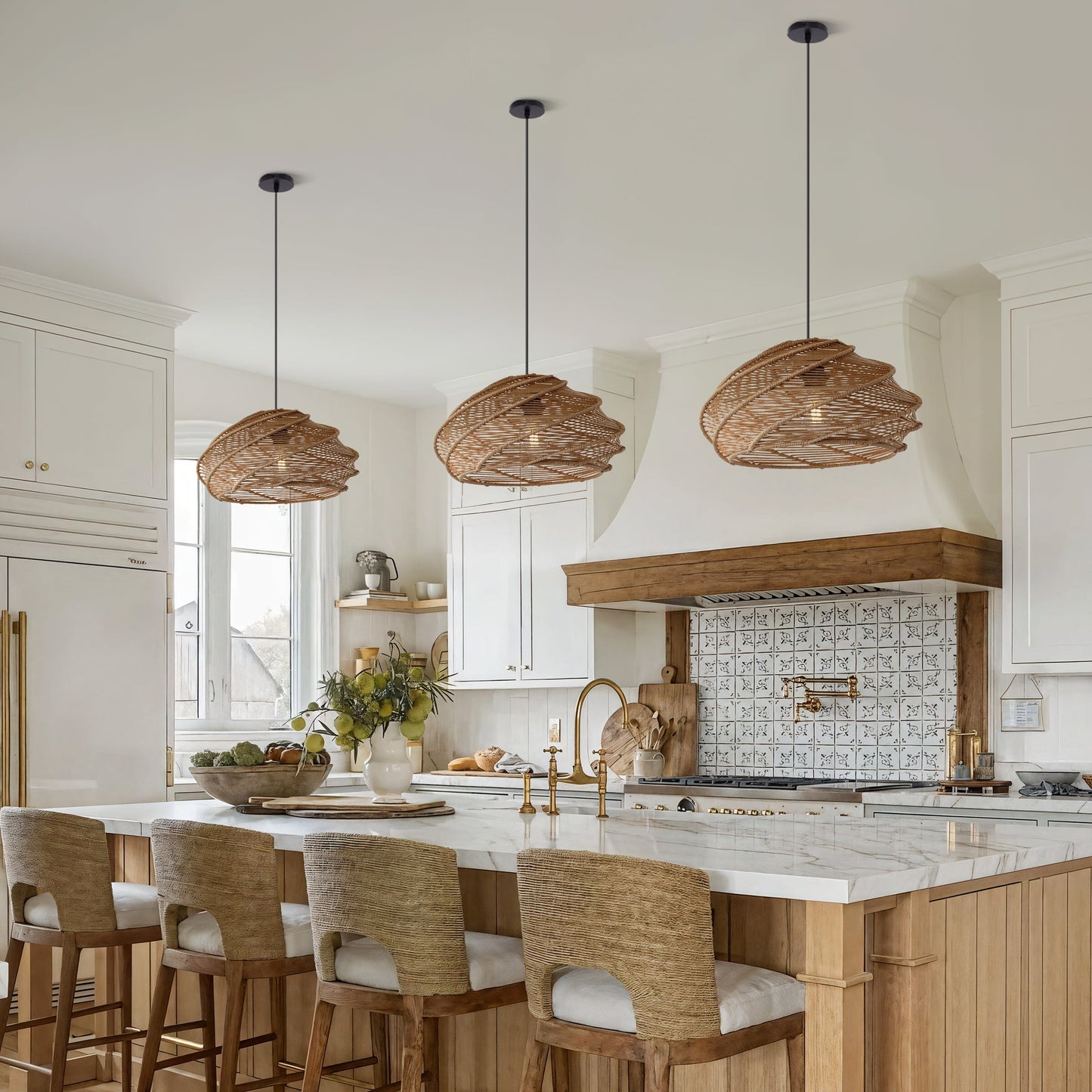 Spiraal Rieten Plafondlamp voor Slaapkamer, Eetkamer en Bar