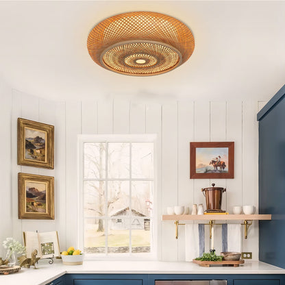Japanse Stijl Bamboe Rieten Plafondlamp – Plafondmontage of Hanglamp