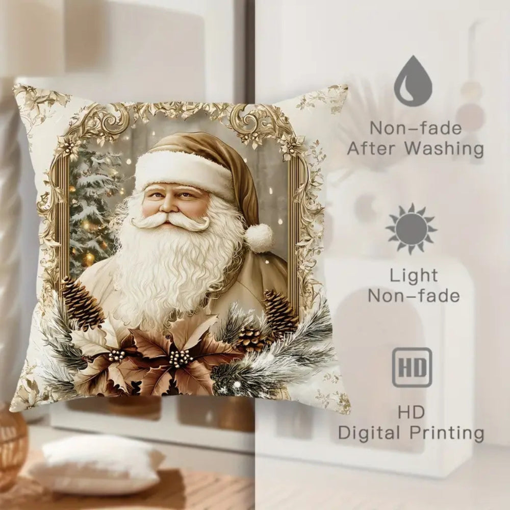 Fundas de almohada navideñas de terciopelo dorado