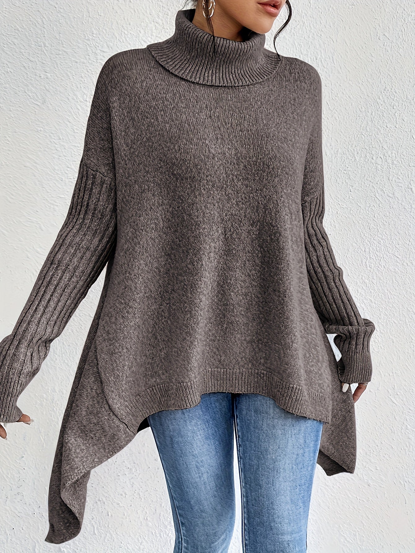 Dames Roll Neck Trui | Oversized Pasvorm met Moderne Hoge Kraag