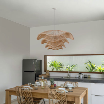 Lampada a soffitto a più strati in canna per decorazione della casa