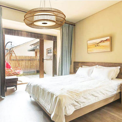 Drumvormige LED Bamboe Plafondlamp - Moderne Hanglamp