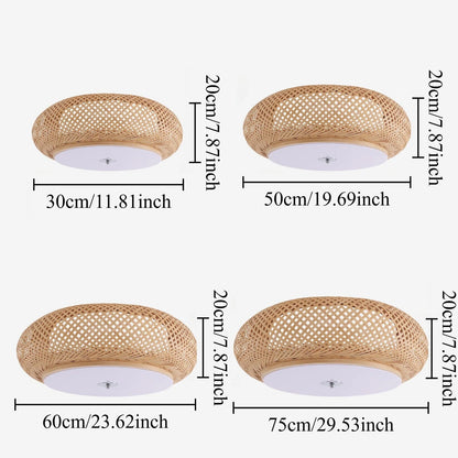 Handgeweven Bamboe Plafondlamp – Zen-Stijl LED Armatuur voor Huishoudelijke Decoratie