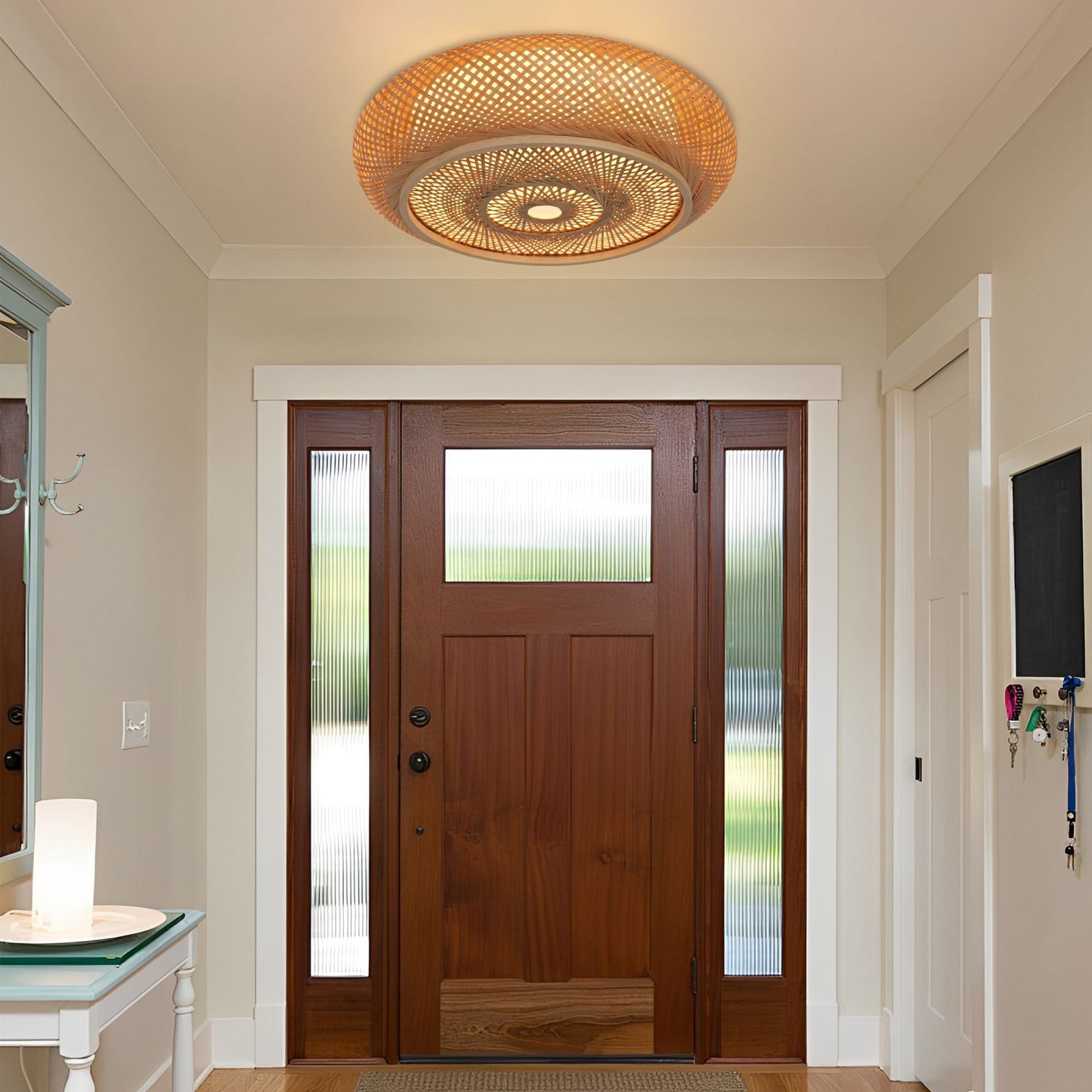 Japanse Stijl Bamboe Rieten Plafondlamp – Plafondmontage of Hanglamp