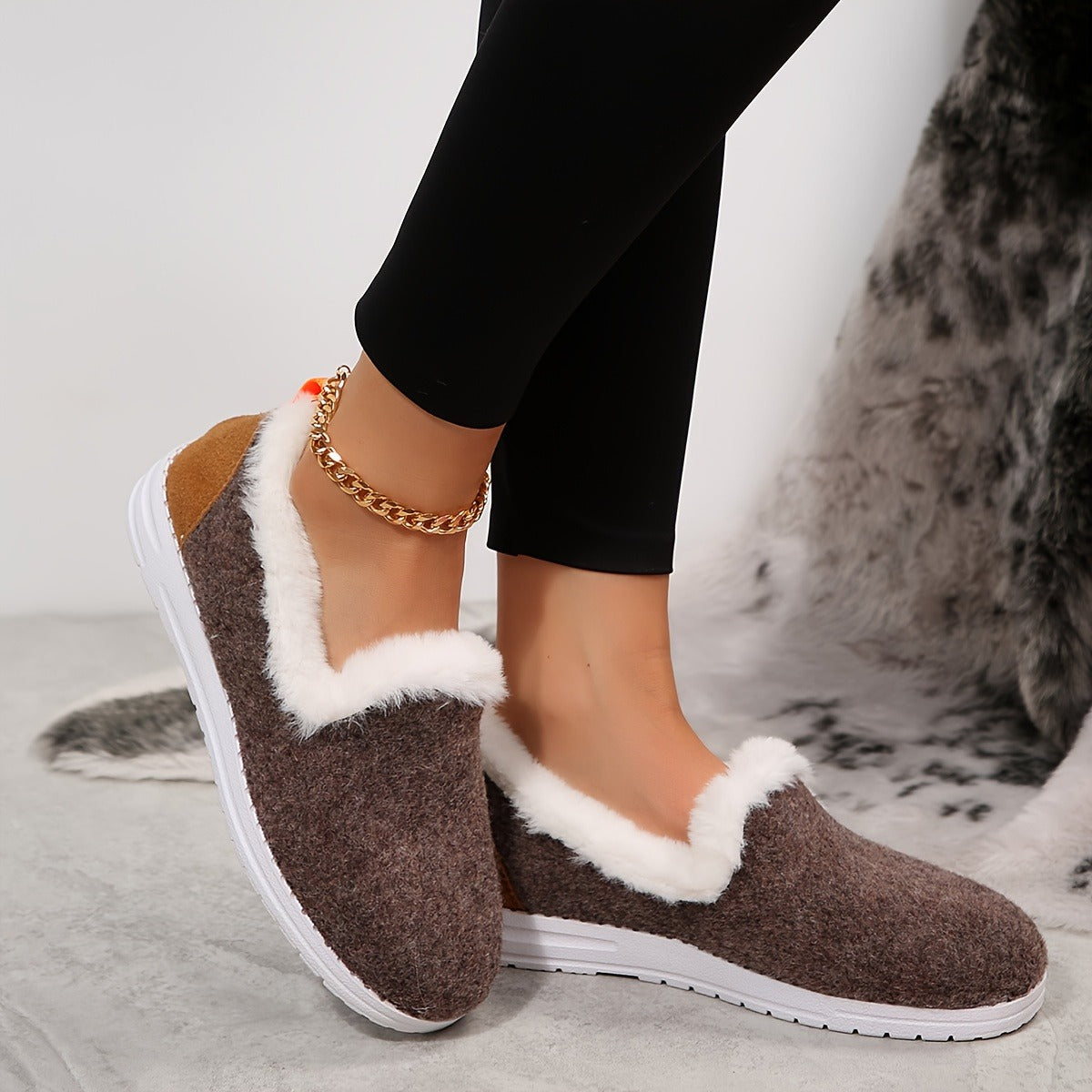 Dames Winter Loafers | Pluche Comfort Schoenen voor Koude Dagen