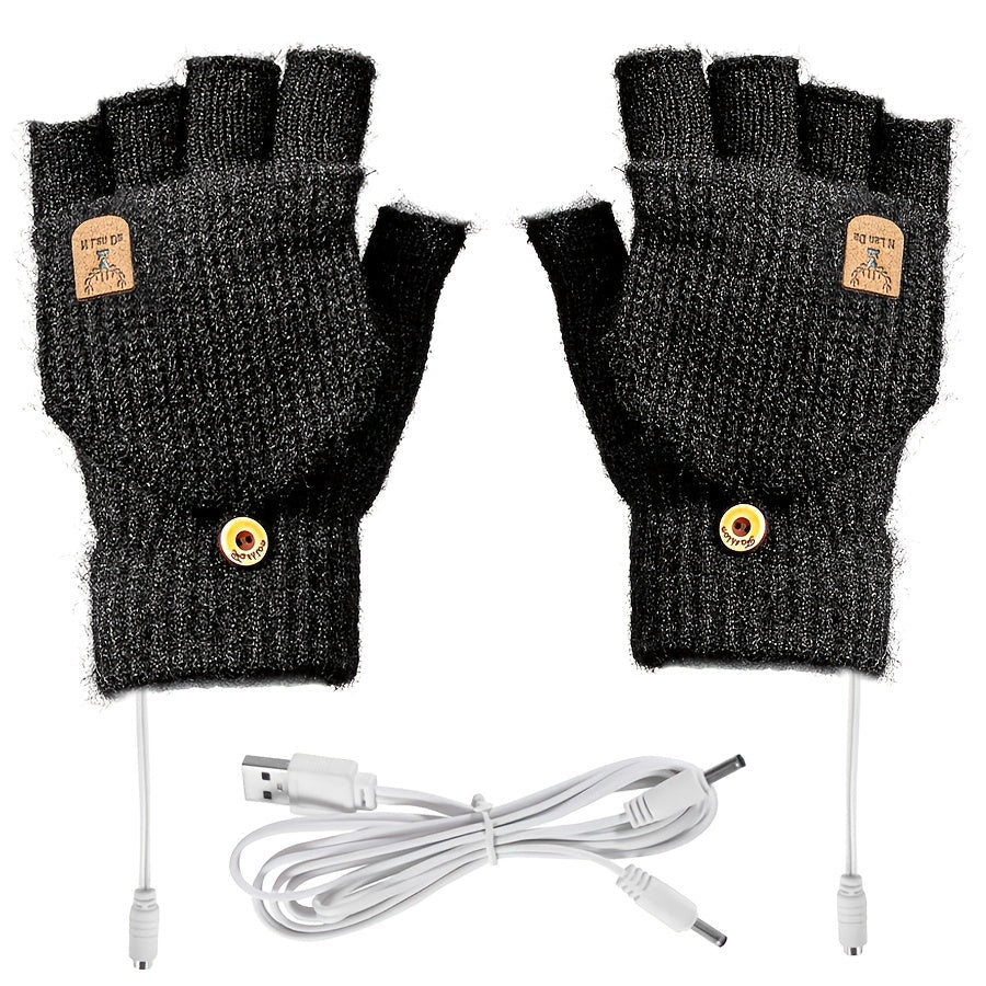 HeatWrap USB Handschoenen – Vingerloos & Verwarmd voor Winterwarmte bij Laptopgebruik
