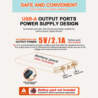 Elektrische Heizdecke mit USB-Anschluss, Flanell, 3 Heizstufen, ideal für Reisen