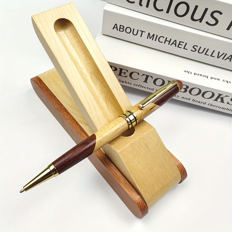 Luxe houten balpen cadeauset met displaykast