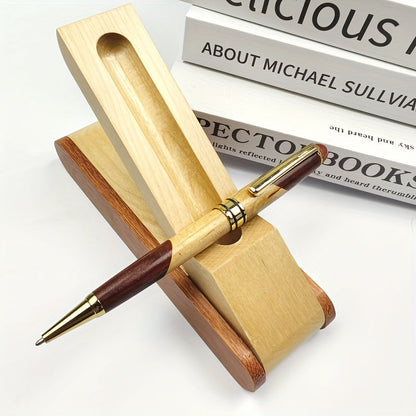 Luxe houten balpen cadeauset met displaykast