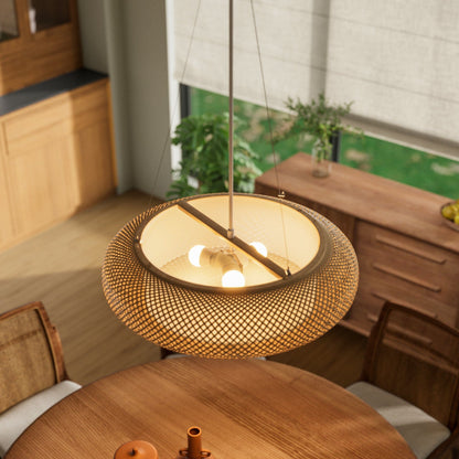 Japanse Stijl Bamboe Rieten Plafondlamp – Plafondmontage of Hanglamp
