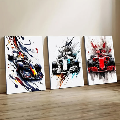 SpeedLine Canvas Set – 3-delige Frameloze Raceauto Posters