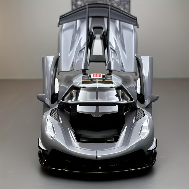 Sportauto schaalmodel 1:22 – grijs met gouden accenten voor verzamelaars en interieurdecoratie