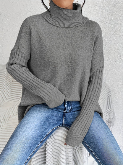 Dames Roll Neck Trui | Oversized Pasvorm met Moderne Hoge Kraag