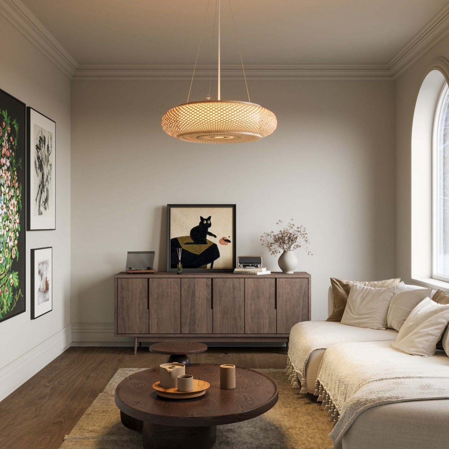 Japanse Stijl Bamboe Rieten Plafondlamp – Plafondmontage of Hanglamp