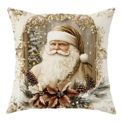 Fundas de almohada navideñas de terciopelo dorado