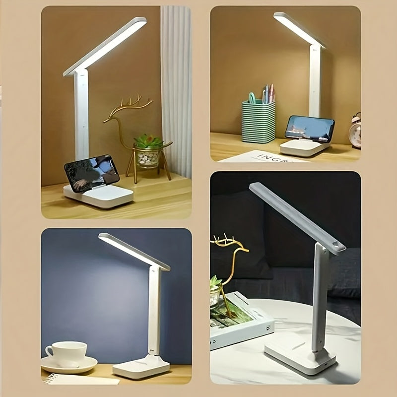 TouchLite Bureaulamp – Dimbaar LED Tafellicht met Oogbescherming en Telefoonstandaard