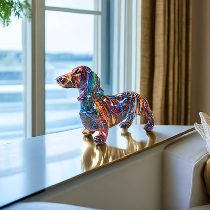 Dachshund Delight – Kleurrijk Teckel Beeld ten een Speelse Sfeer in je Huis