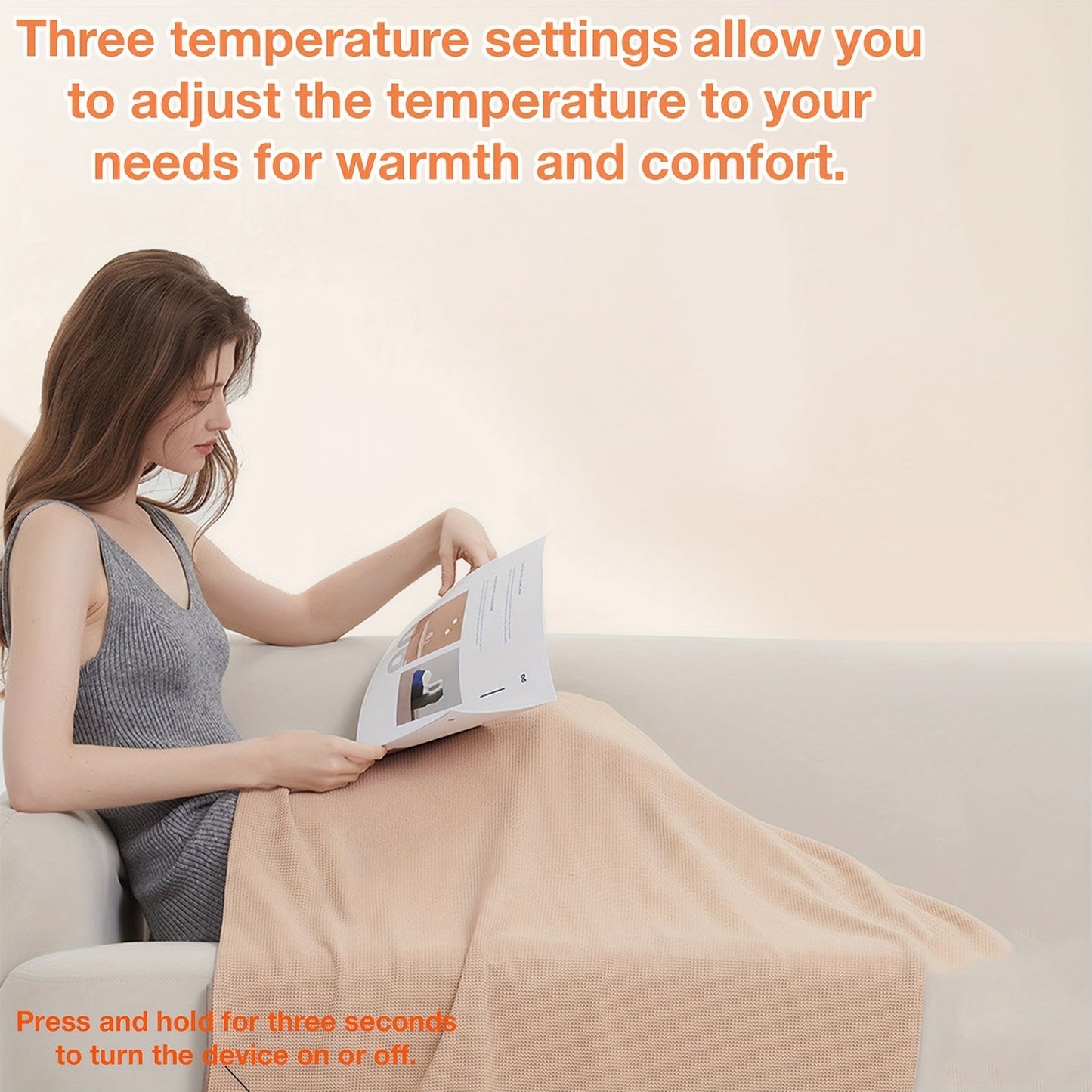 Elektrische Deken USB Verhitte Plaid, Verwarmende Sjaal, 3 Warmte-instellingen, Zachte Stof