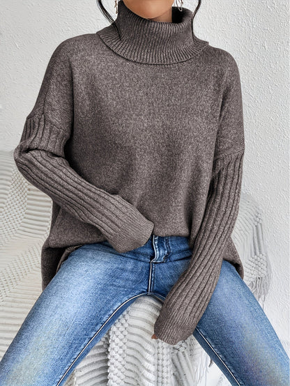 Dames Roll Neck Trui | Oversized Pasvorm met Moderne Hoge Kraag