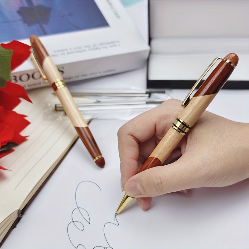 Luxe houten balpen cadeauset met displaykast