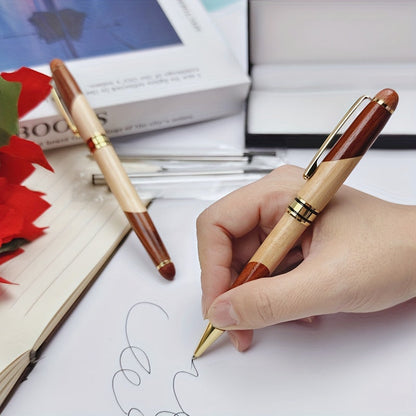 Luxe houten balpen cadeauset met displaykast