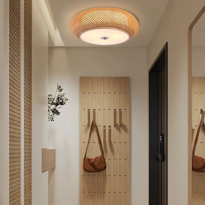 Handgeweven Bamboe Plafondlamp – Zen-Stijl LED Armatuur voor Huishoudelijke Decoratie
