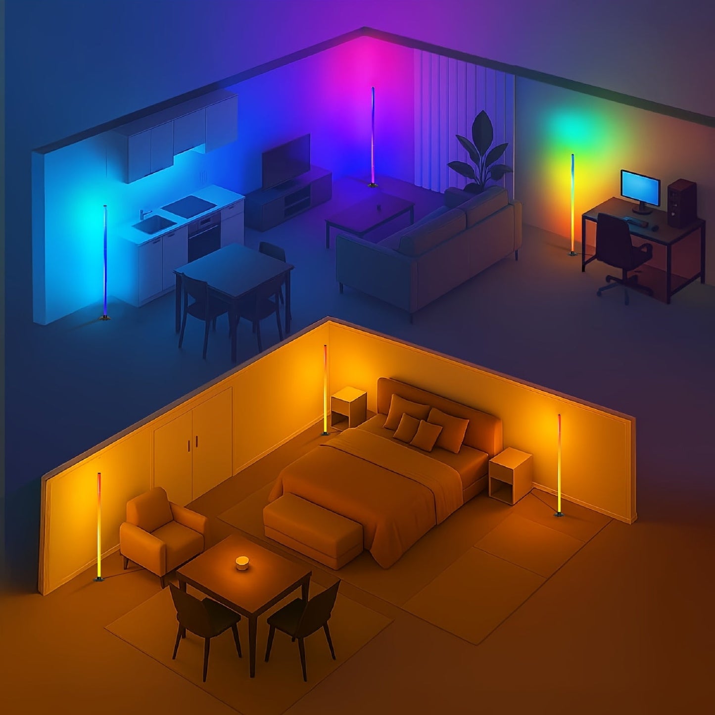 Luminex RGBICB Vloerlamp – Emotionele Sfeerverlichting in Minimalistische Stijl