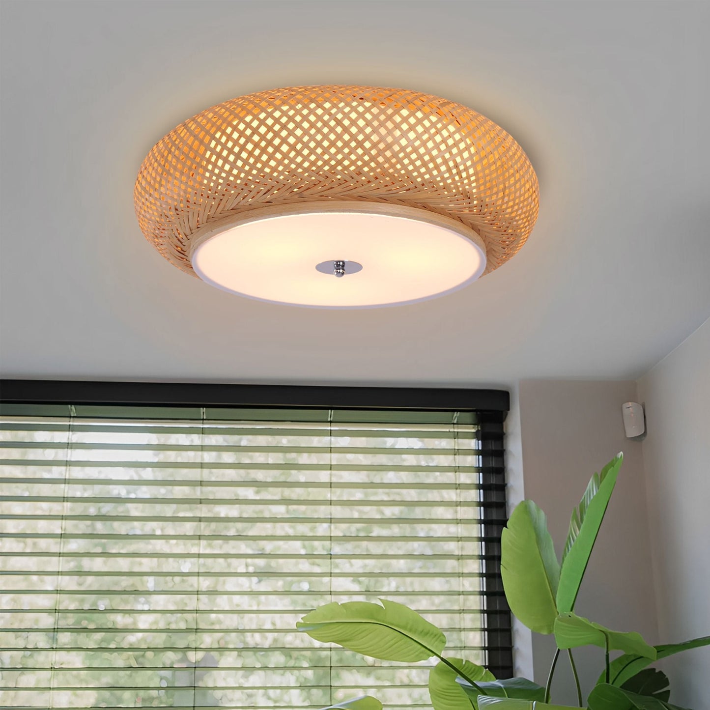Handgeweven Bamboe Plafondlamp – Zen-Stijl LED Armatuur voor Huishoudelijke Decoratie