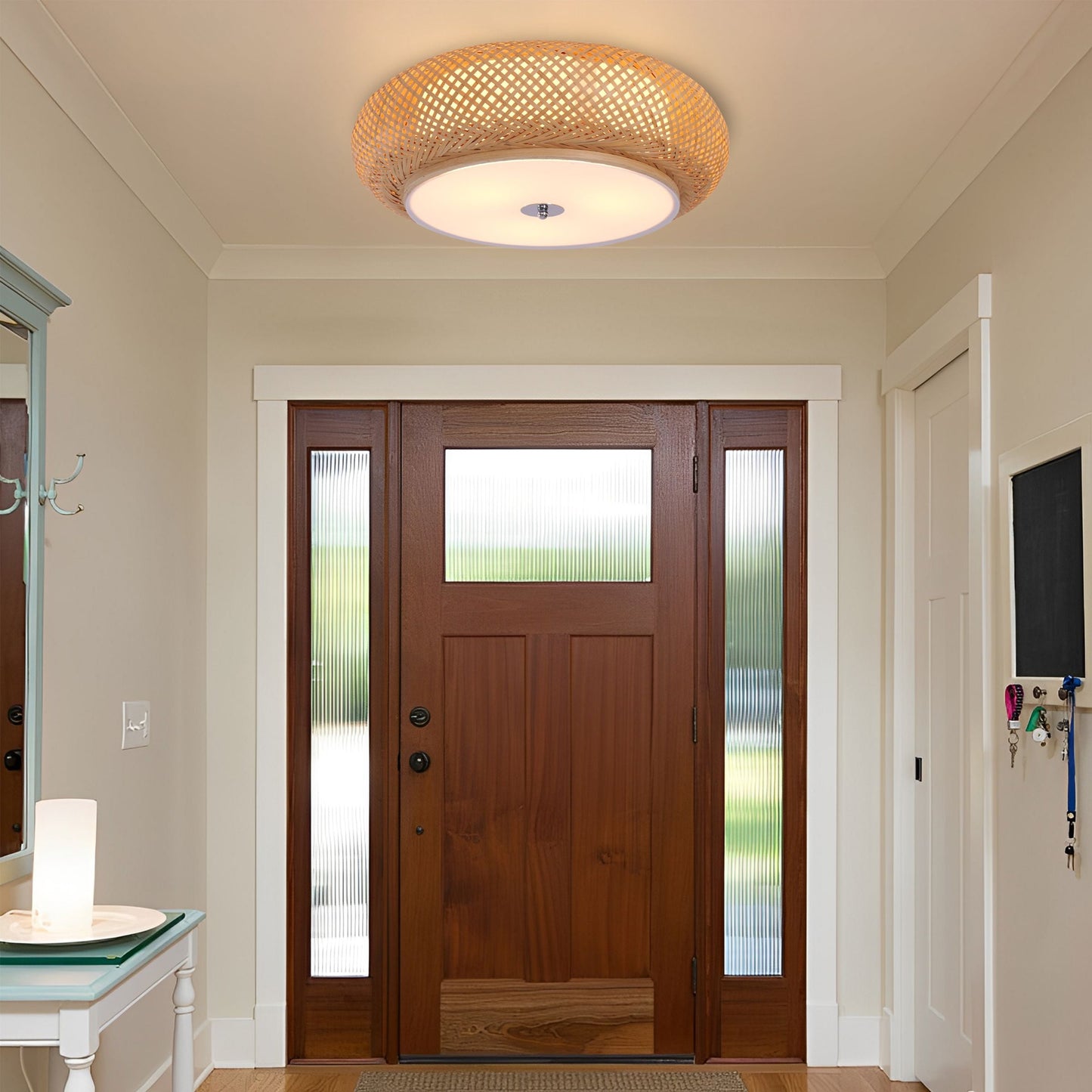 Handgeweven Bamboe Plafondlamp – Zen-Stijl LED Armatuur voor Huishoudelijke Decoratie