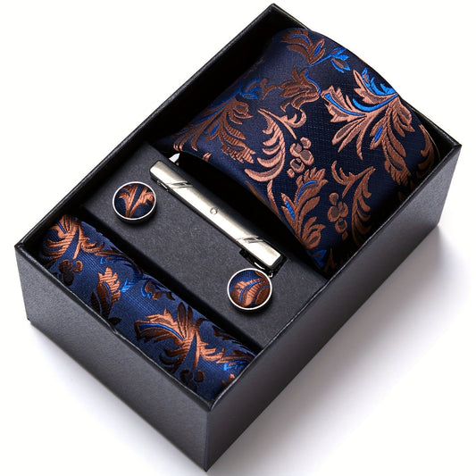 Heren stropdas set met zakdoek en manchetten