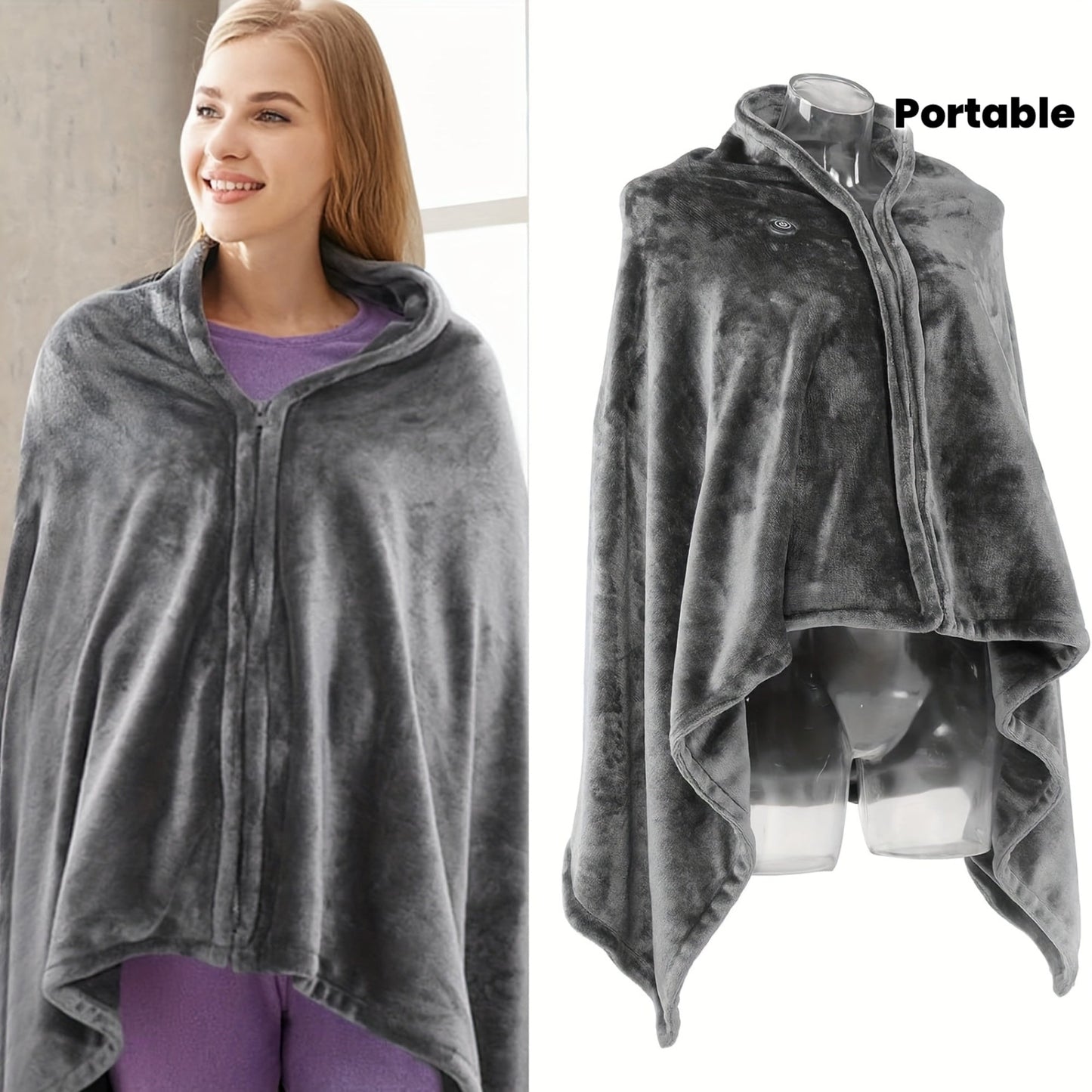 Electric Blanket USB Powered Heated Throw - 3 Heat Settings, Soft Flannel