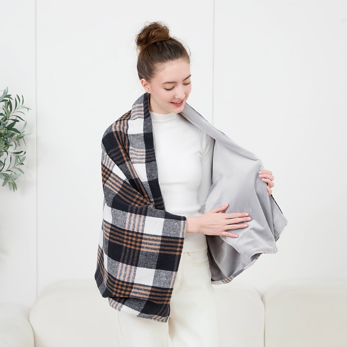 Manta eléctrica USB, manta calentada portátil, bufanda cálida para viajes y oficina